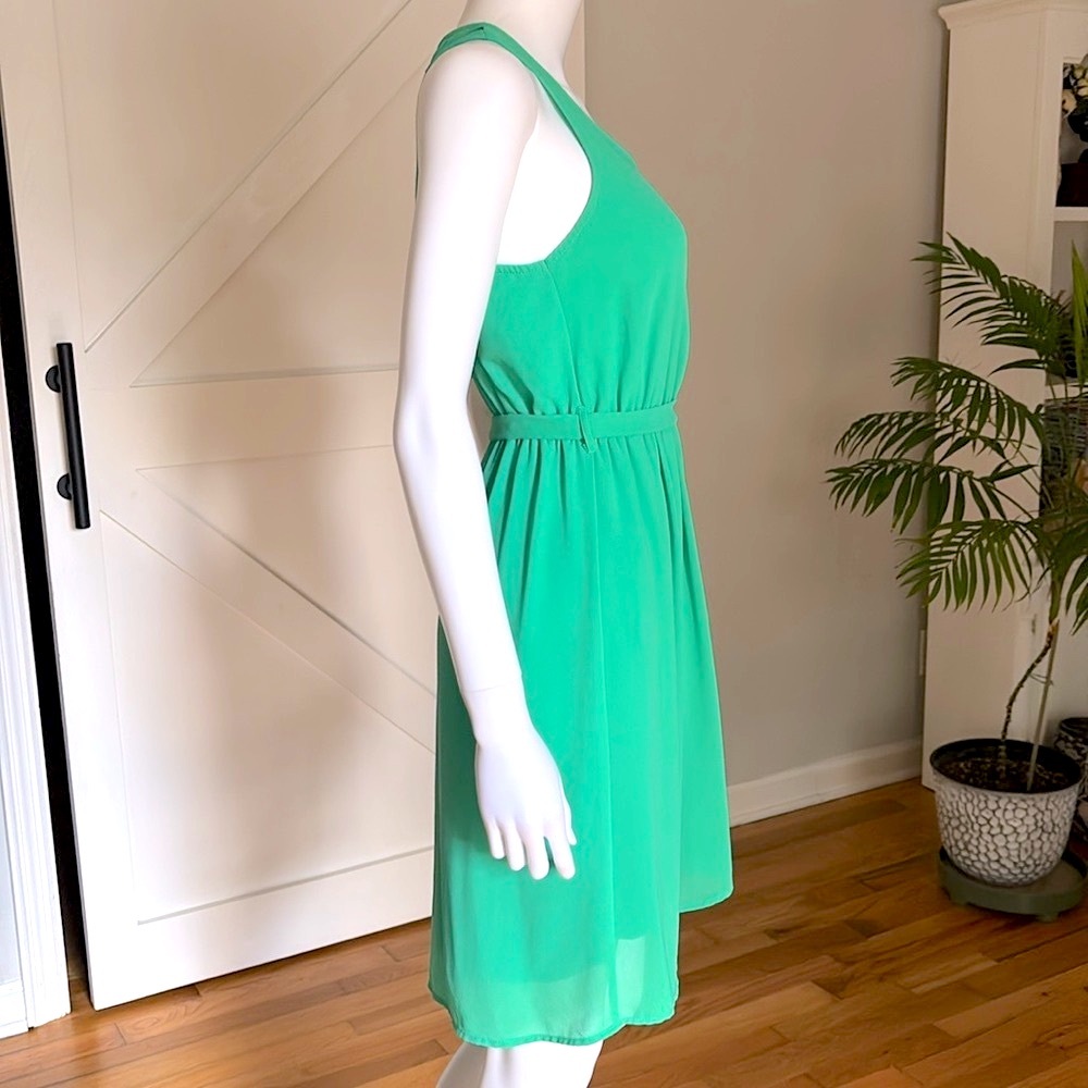 Modcloth Silk Cut Out Back Side Tie Sleeveless Side Tie Wrap A-Line Mini Dress - Picture 3 of 14